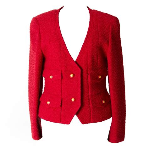 chanel red tweed jacket|chanel red wool jacket.